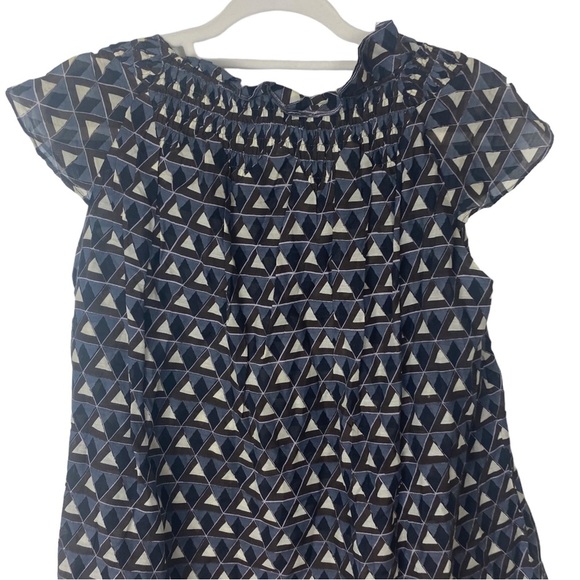 Twinkle by Wenlan by Anthropologie flutter blouse silk geometric print ruffle 4 - Picture 4 of 10